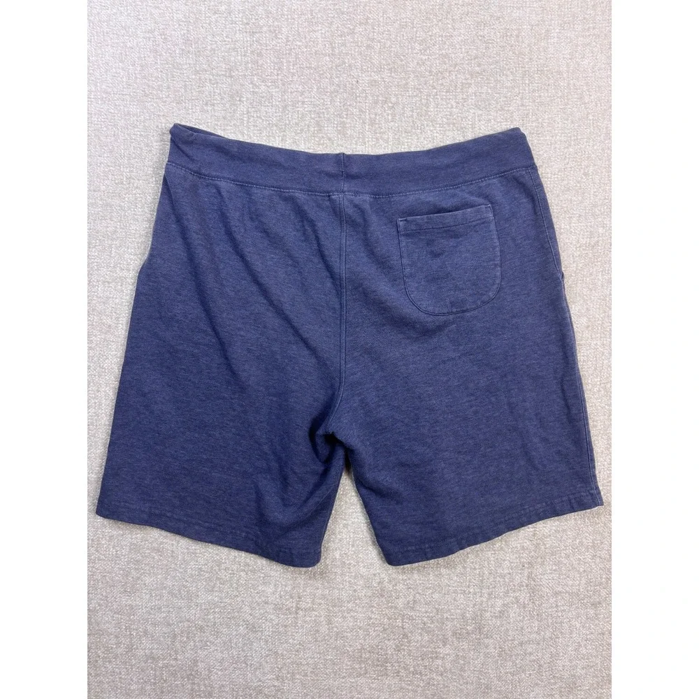 The North Face Mens XL Blue Fleece Shorts Red Logo Drawstring Pockets